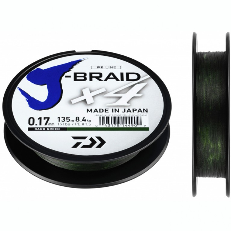 Шнур Daiwa J-Braid X4 Dark Green 0.07-0.33мм 135м